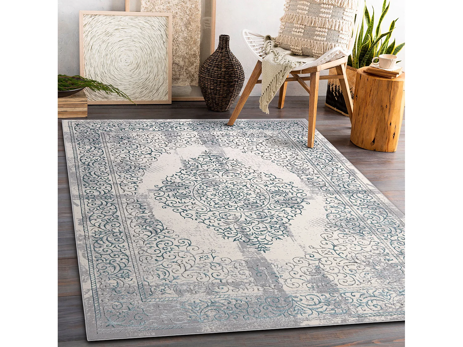 Tapis CORE W7161 Rosette Vintage - structurel, deux niveaux de molleto 140x190 cm