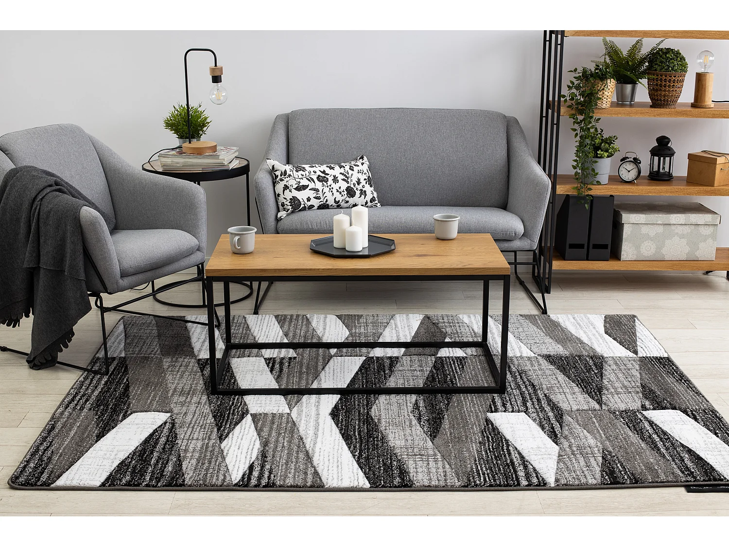 Tapis ALTER Bax des rayures gris 140x190 cm