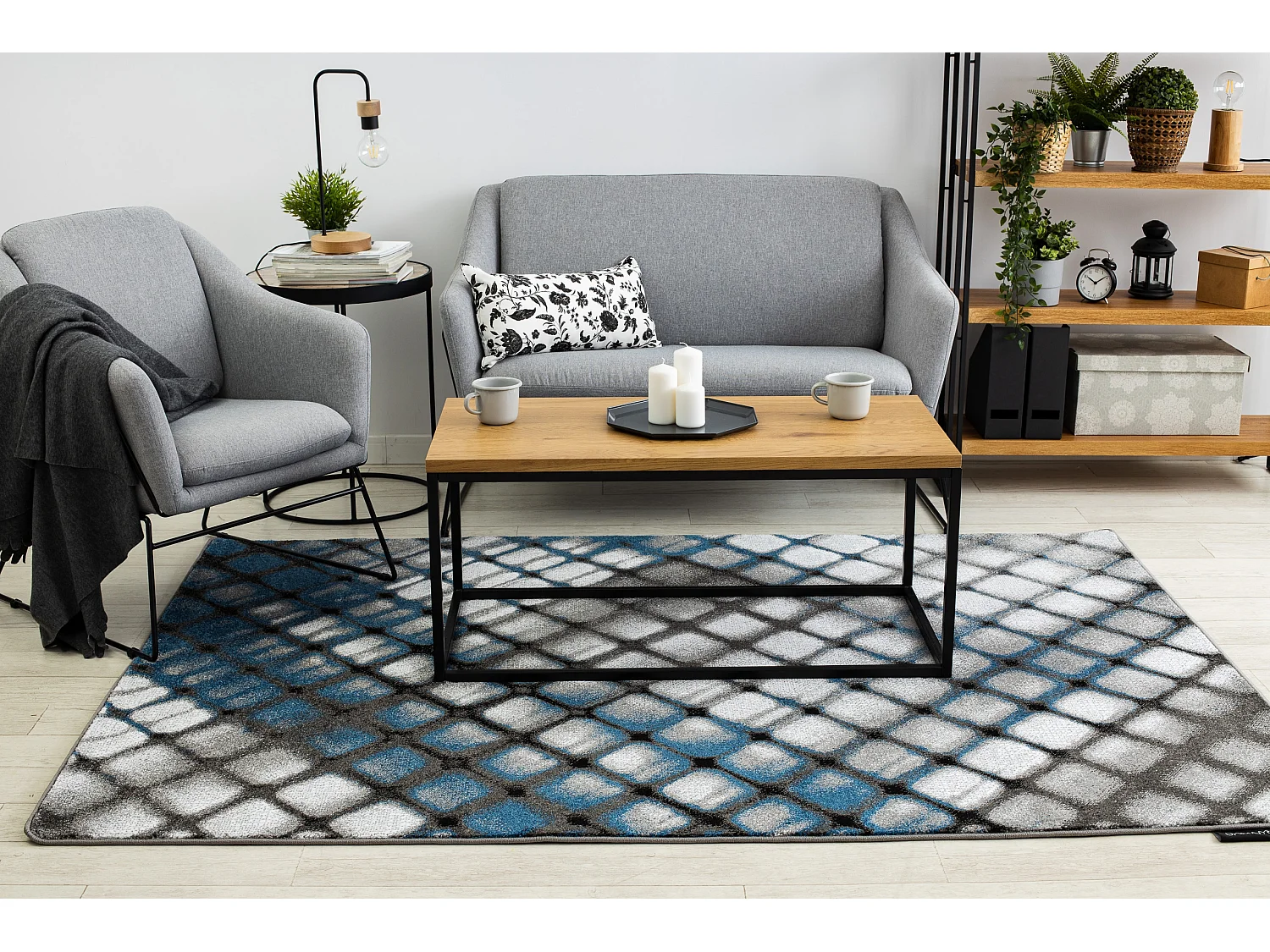 Tapis INTERO REFLEX 3D treillis bleu 80x150 cm