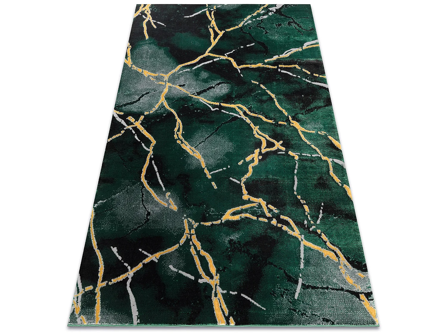 Tapis EMERALD exclusif 1018 glamour, élégant marbre bouteille verte  80x150 cm
