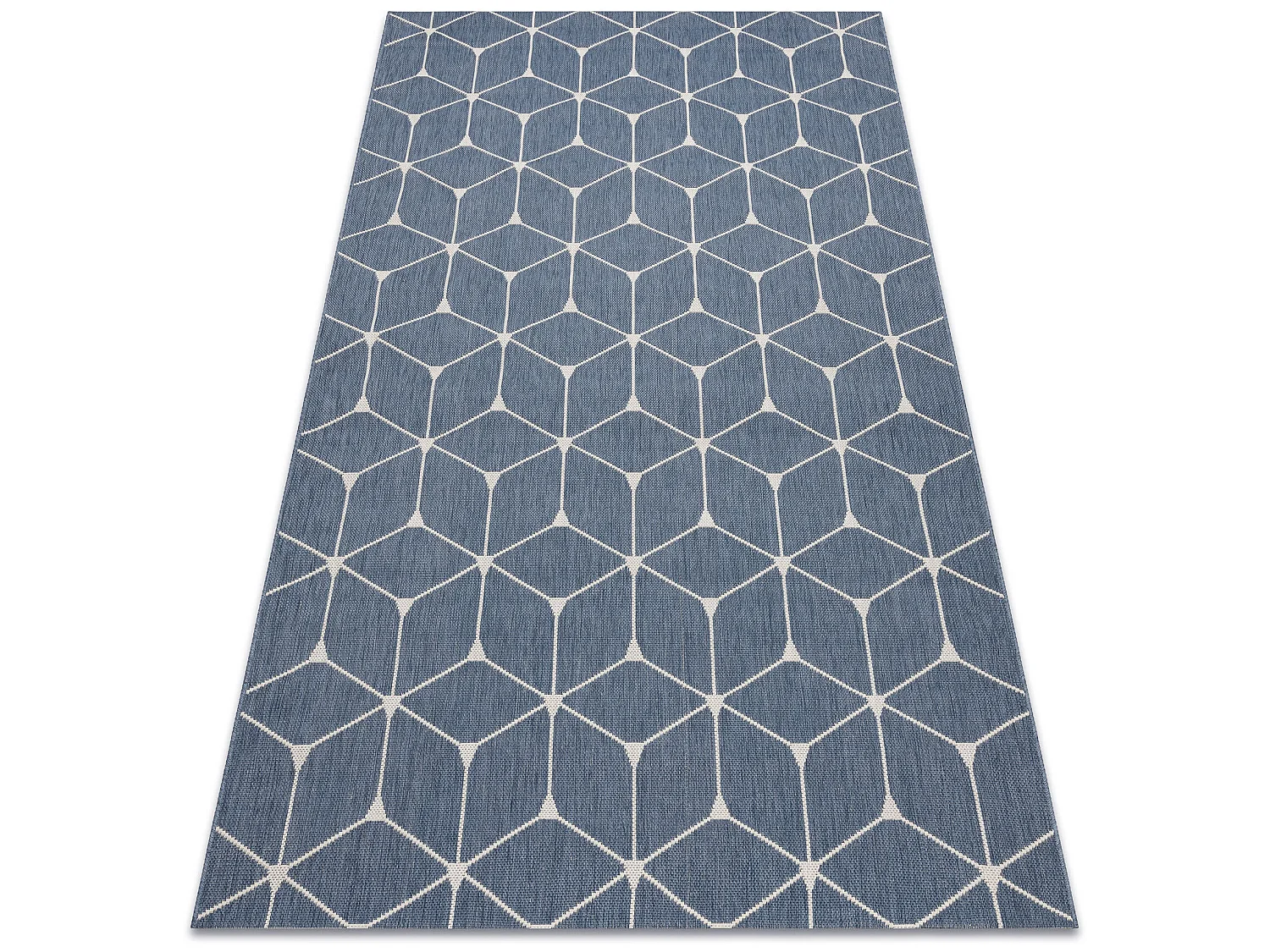 Tapis EN CORDE SIZAL FLAT 48721/591 CUBES 3D bleu 80x150 cm
