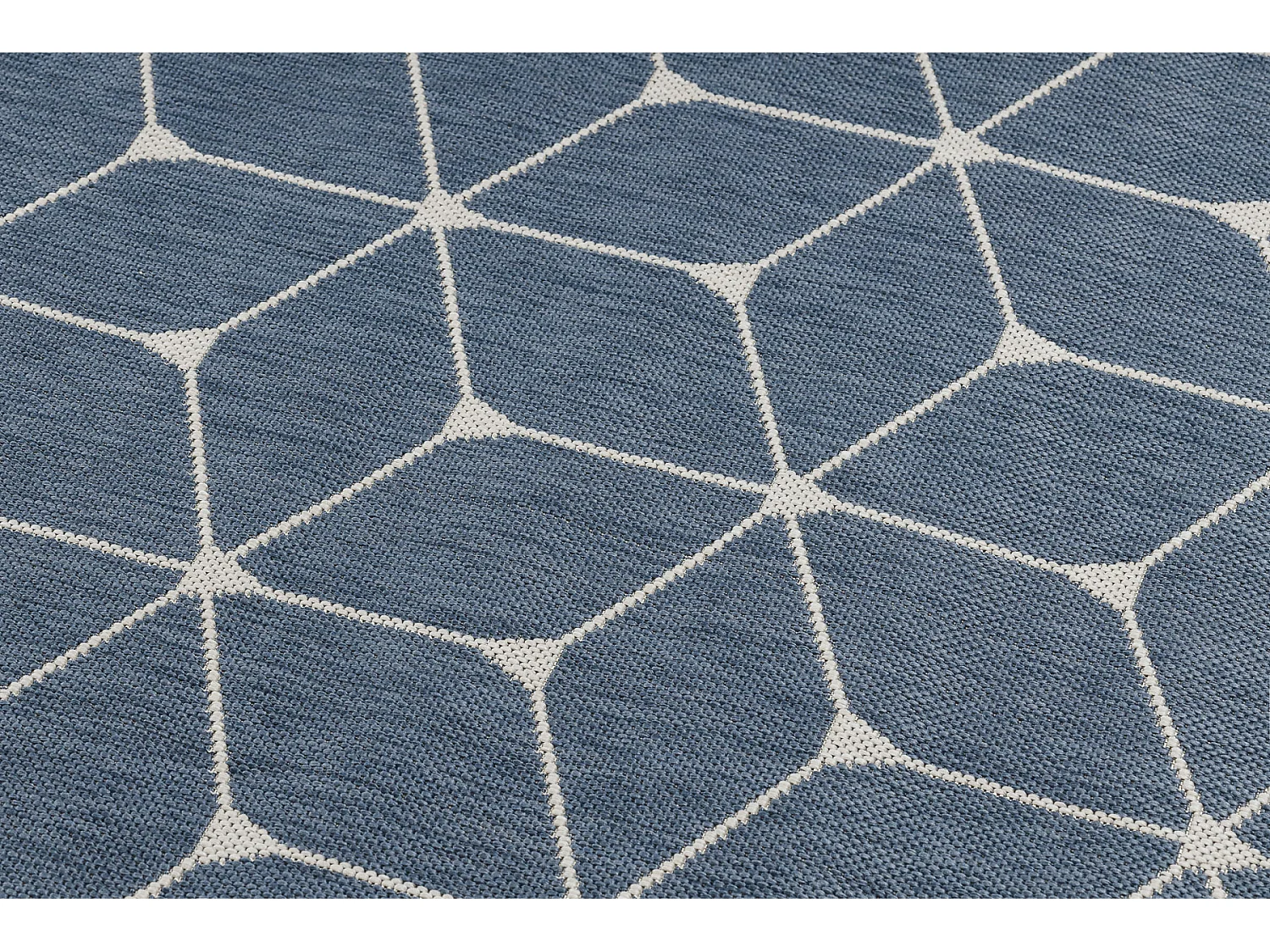 Tapis EN CORDE SIZAL FLAT 48721/591 CUBES 3D bleu 80x150 cm