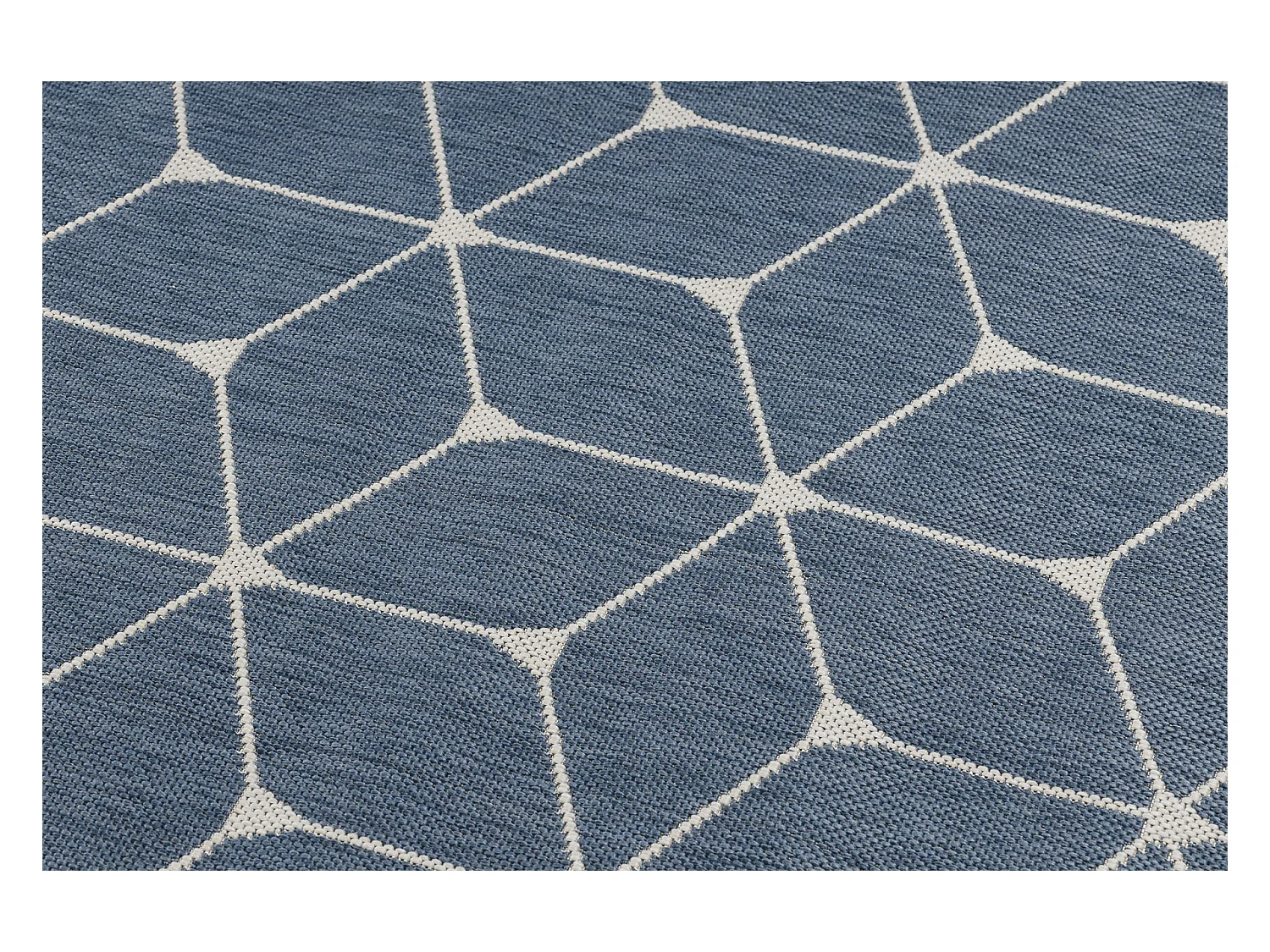Sisal tapijt SISAL FLAT 48721/591 BLOKJES 3D blauw 80x150 cm