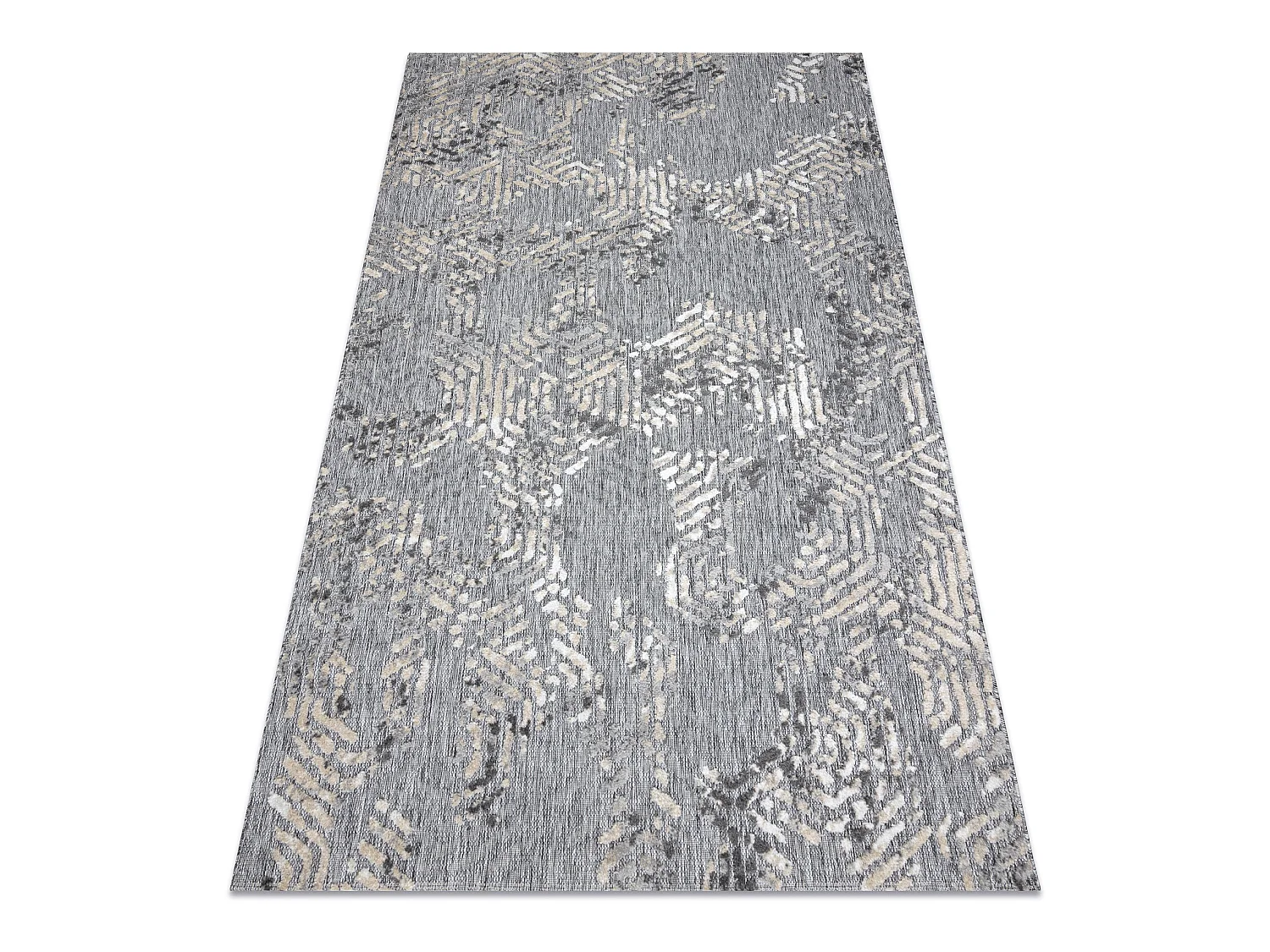 Tapijt Structureel SOLE D3842 zeshoeken Plat geweven, twee poolhoogte, 80x250 cm