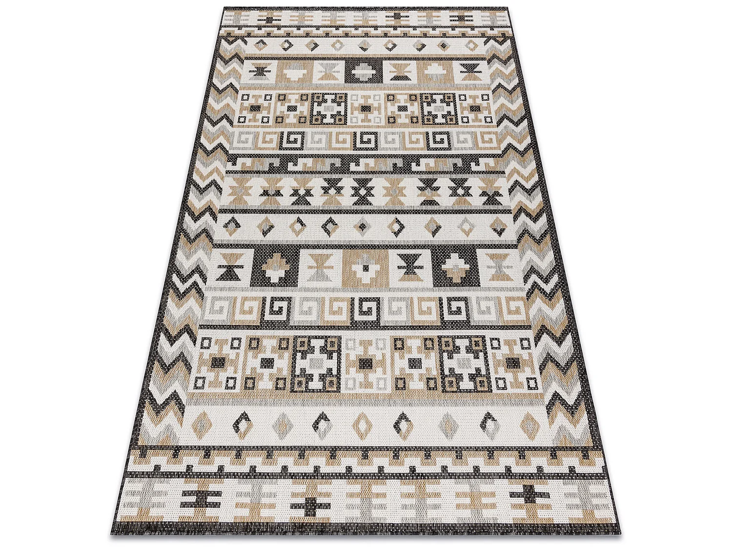 Teppich SISAL COOPER Aztekisch, Etno, Zickzack 22218 ecru / schwarz 80x150 cm