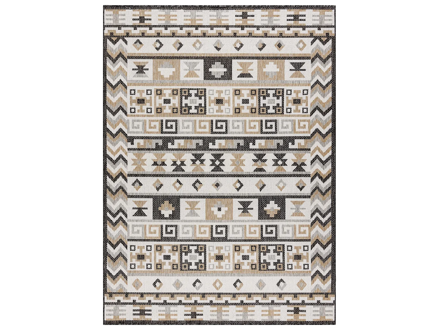 Teppich SISAL COOPER Aztekisch, Etno, Zickzack 22218 ecru / schwarz 80x150 cm