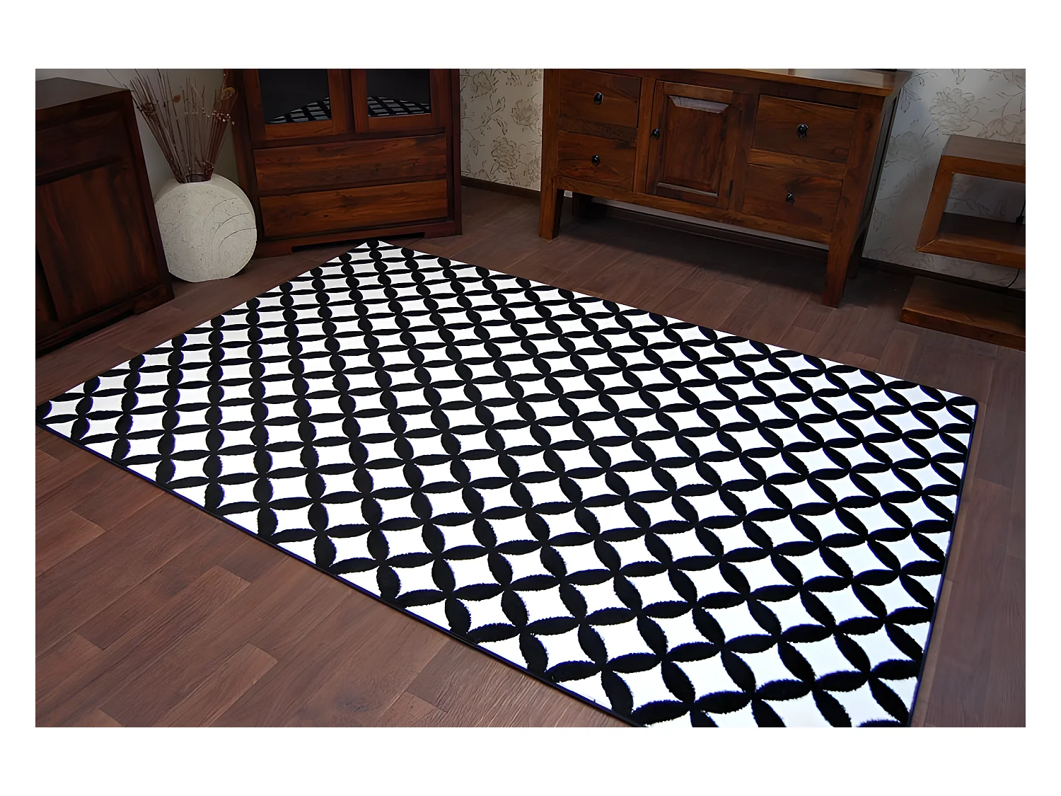 Tapis SKETCH - F757 crème et blanc - Carreau 140x190 cm
