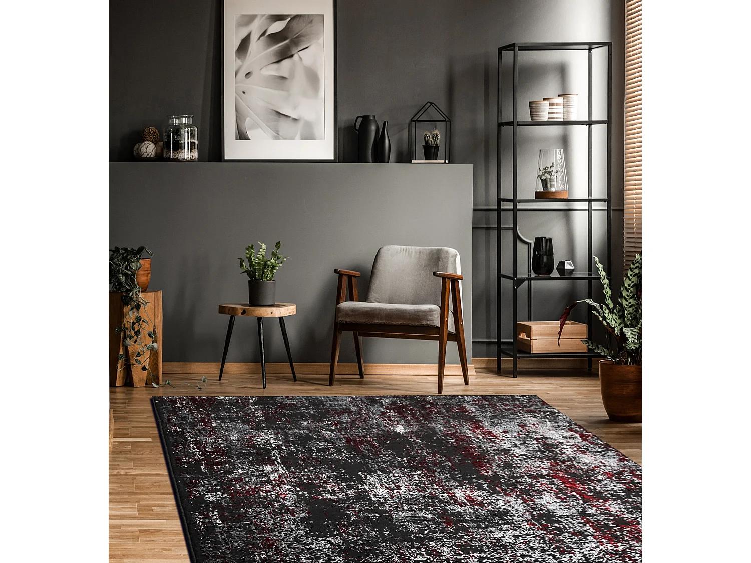 Tapijt VINCI 1524 modern Ornament vintage gewreven - Structureel antra 120x170 cm