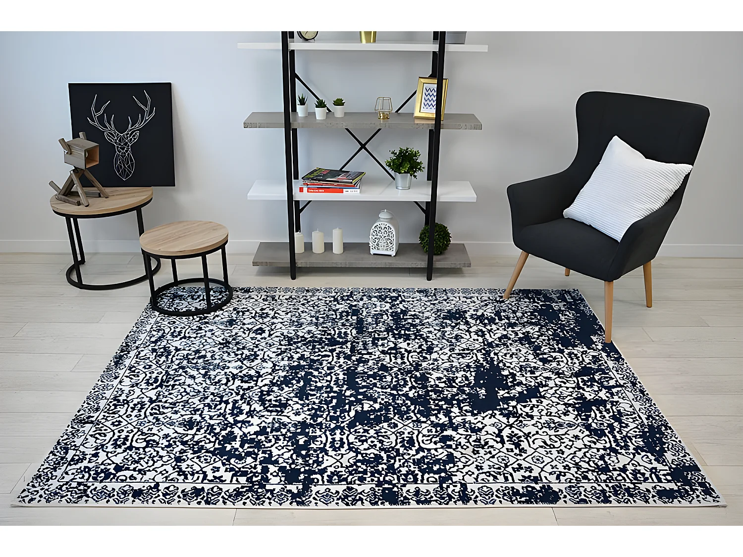Tapijt SENSE Micro 81260 - Vintage wit/blauw 120x170 cm