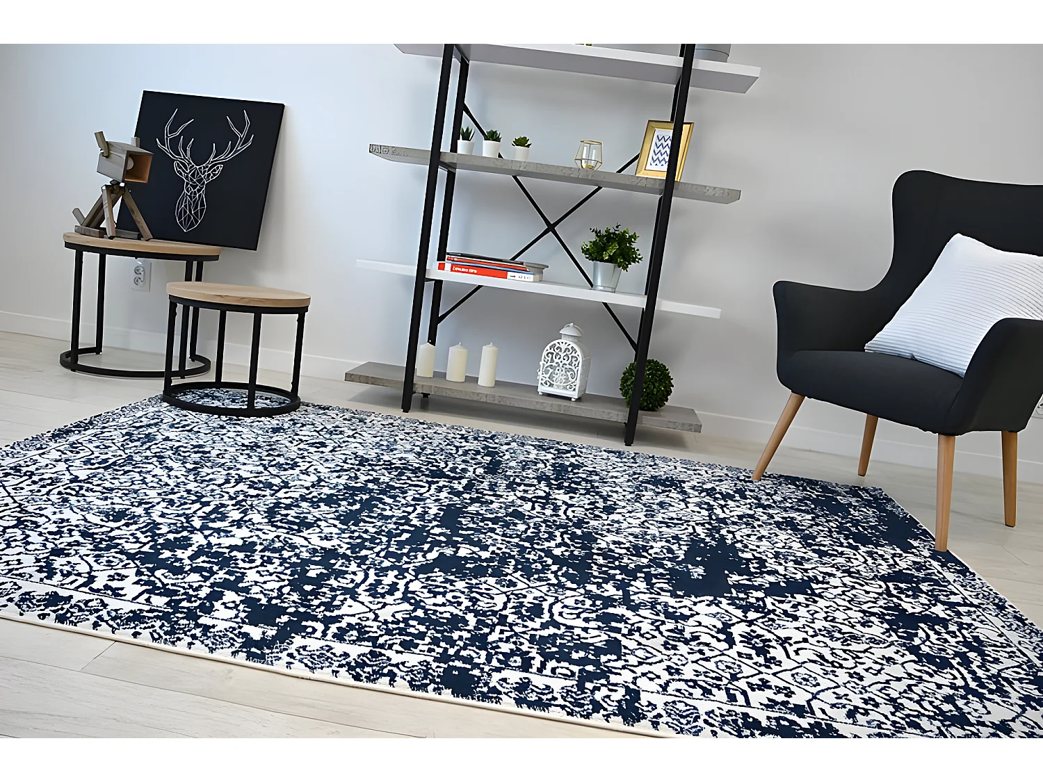 Tapijt SENSE Micro 81260 - Vintage wit/blauw 120x170 cm