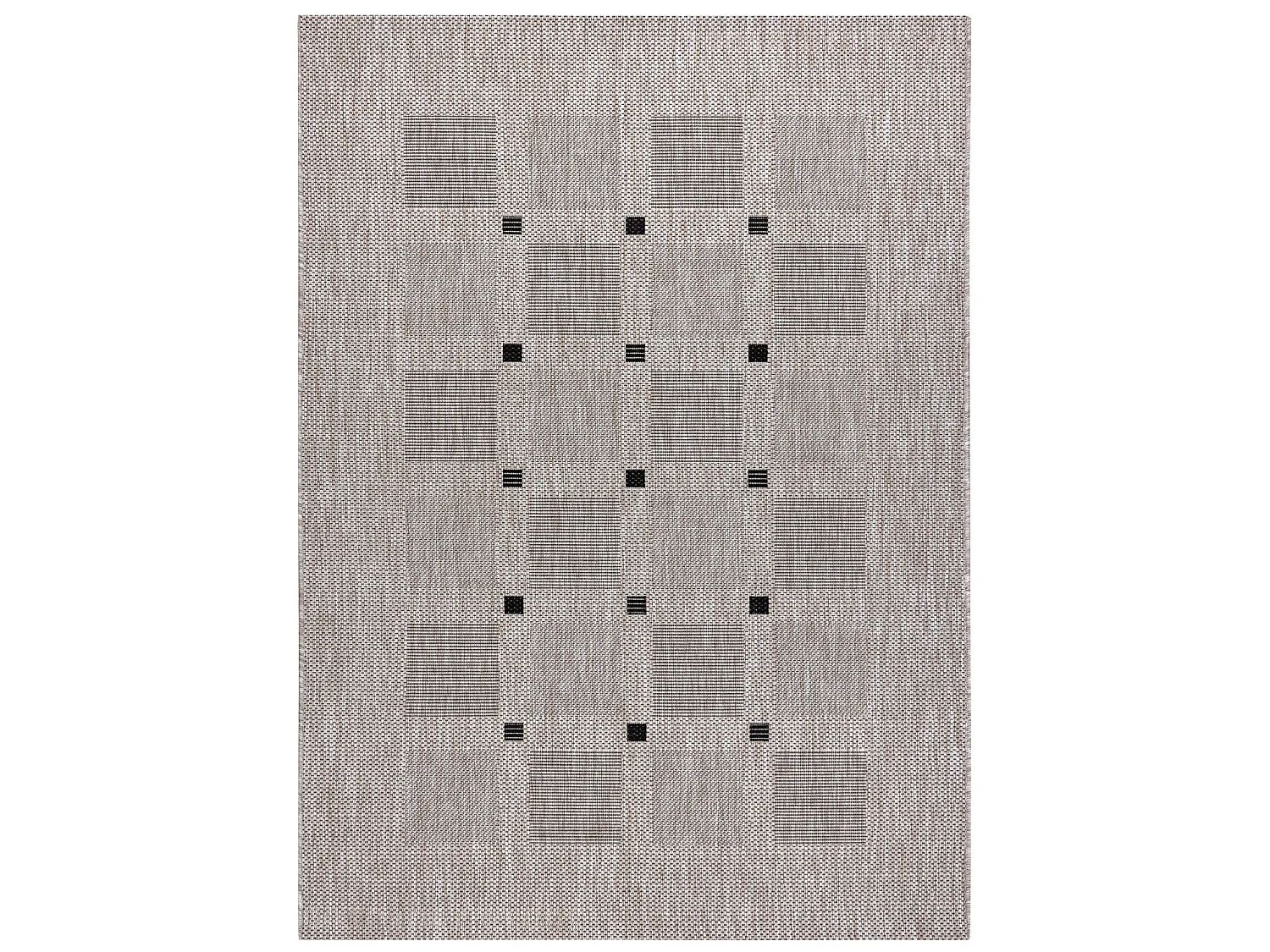 Sisal tapijt SISAL FLOORLUX 20079 BLOEMEN VIERKANTEN zilver / zwartkle 80x150 cm