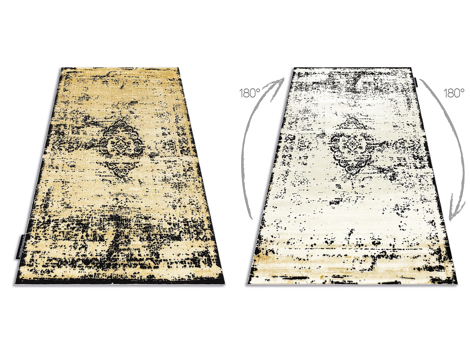 Tapis DE LUXE moderne 2083 Ornement vintage - Structural or / gris 120x170 cm