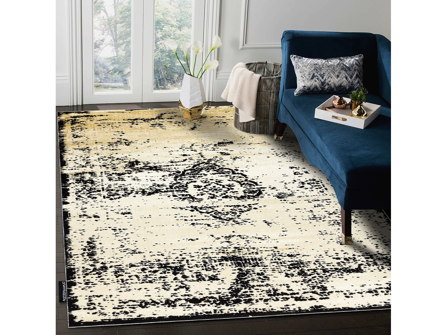 Tapis DE LUXE moderne 2083 Ornement vintage - Structural or / gris 120x170 cm