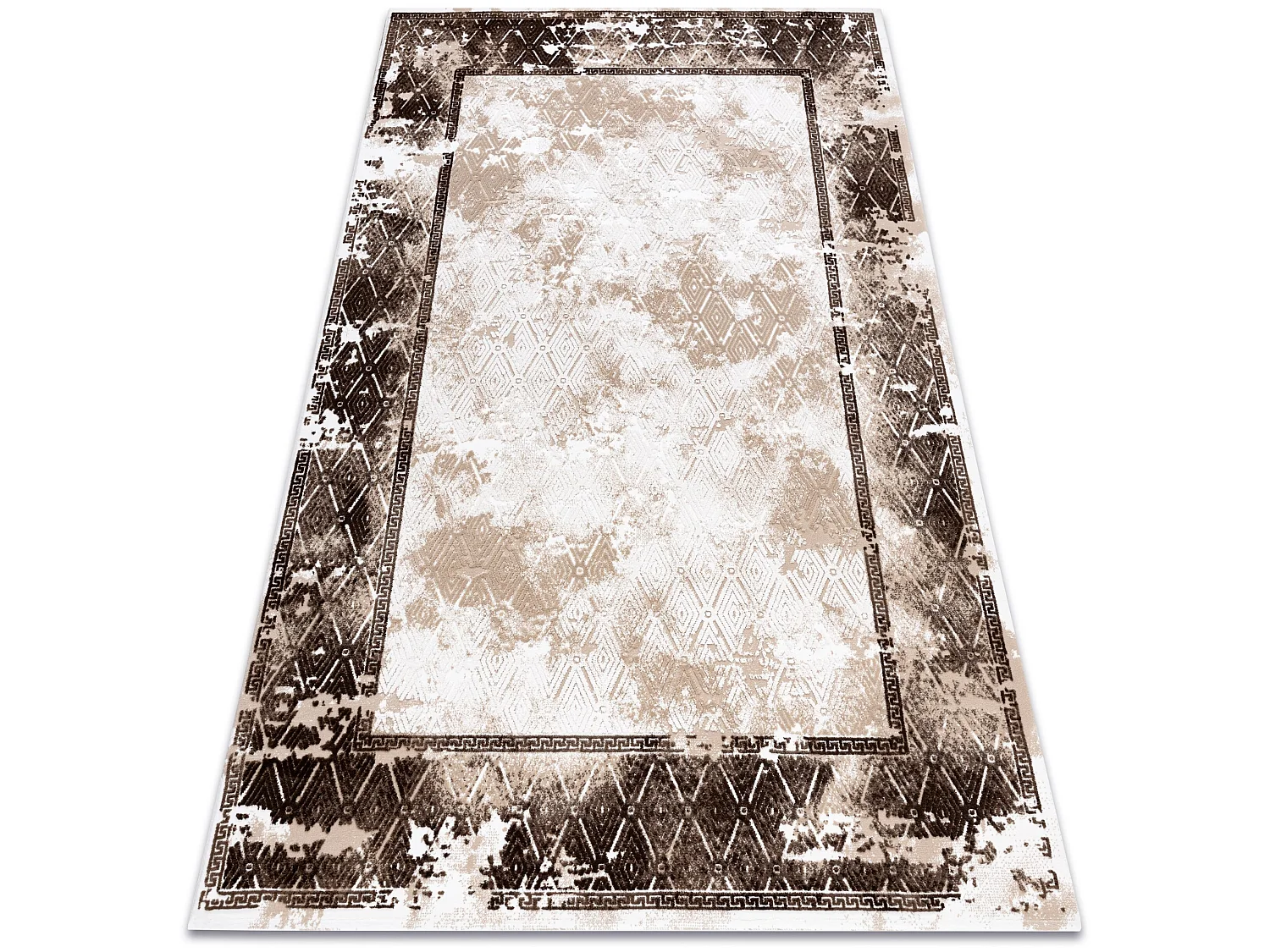 Tapijt ACRYL VALS 0W1738 C56 54 Kader marmer, gewreven beige / ivoor  100x200 cm