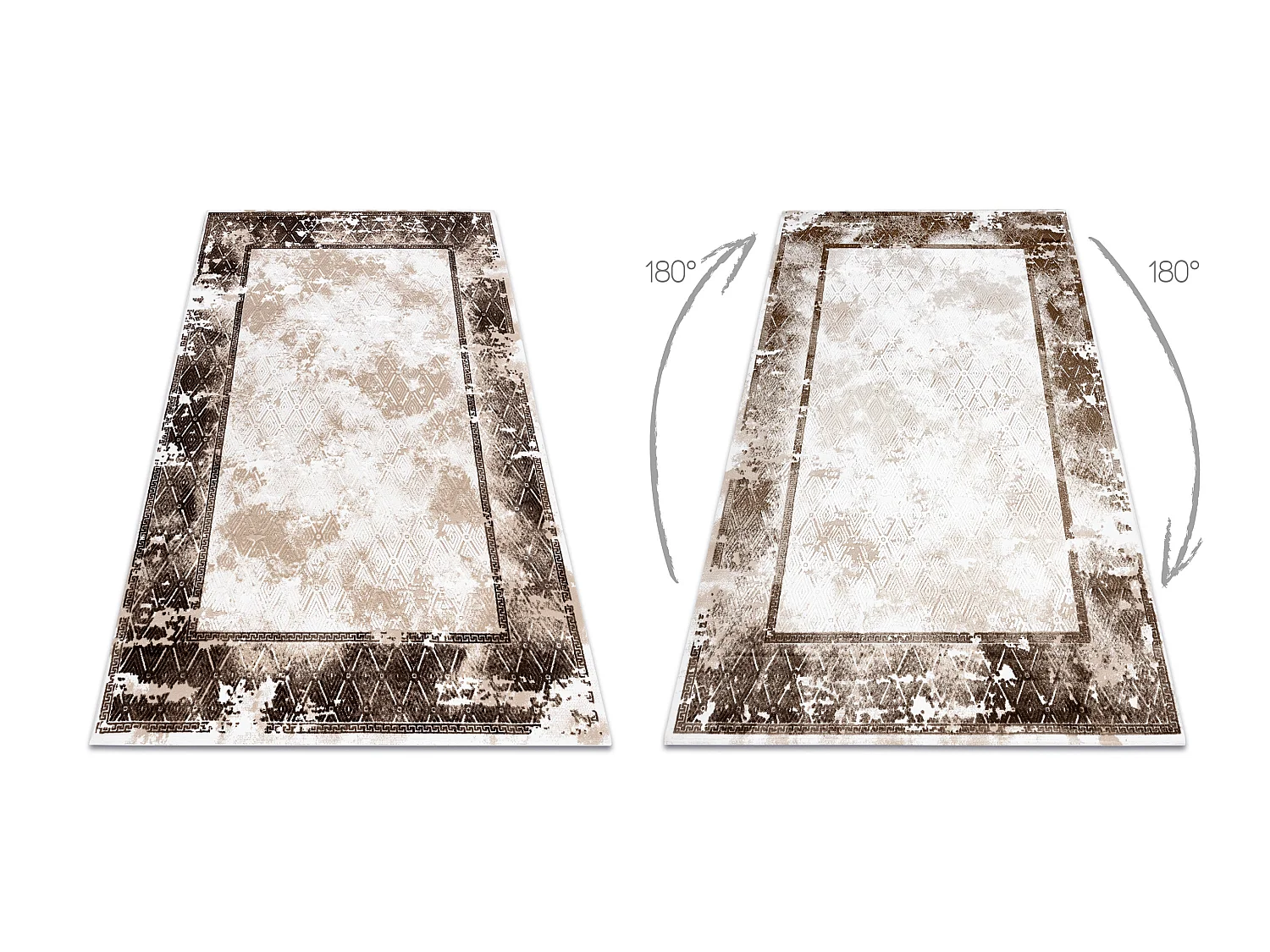 Tapijt ACRYL VALS 0W1738 C56 54 Kader marmer, gewreven beige / ivoor  100x200 cm