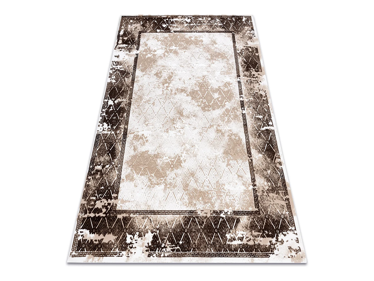 Tapis ACRYLIQUE VALS 0W1738 C56 54 Cadre marbre vintage beige / ivoire 100x200 cm
