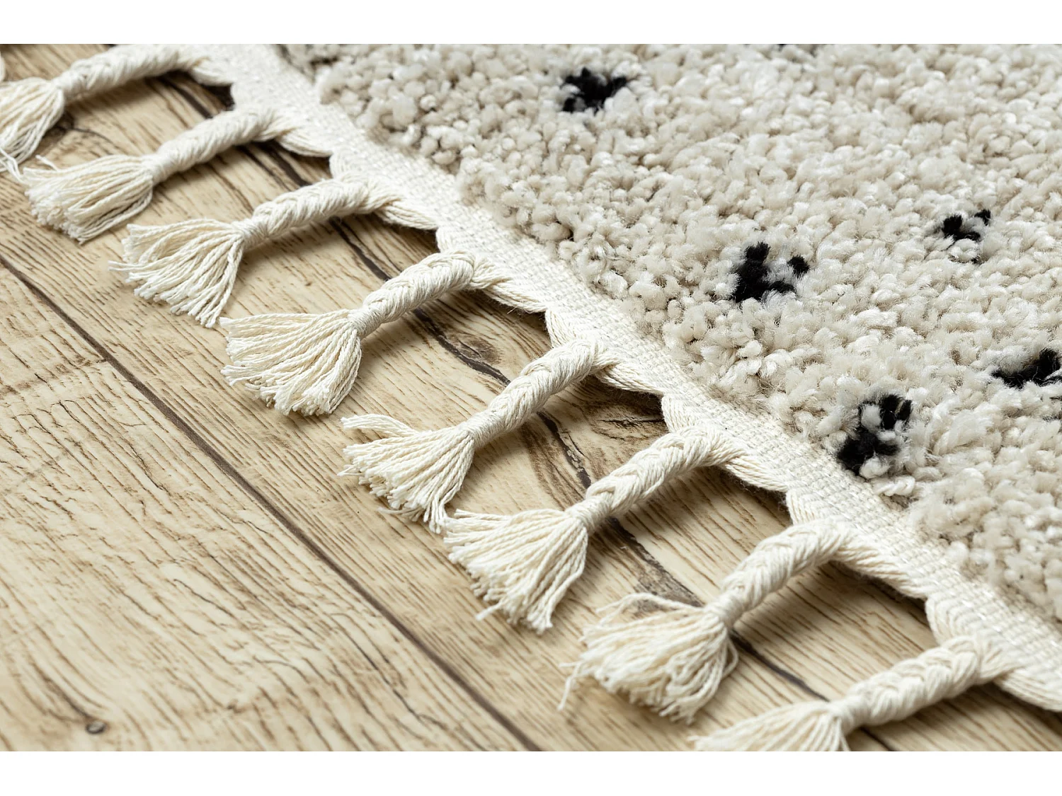 Teppich BERBER SYLA B752 Punkte sahne Franse berber marokkanisch shagg 120x170 cm