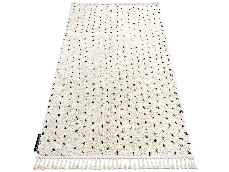 Tapis BERBER SYLA B752 points crème Franges berbère marocain shaggy 120x170 cm