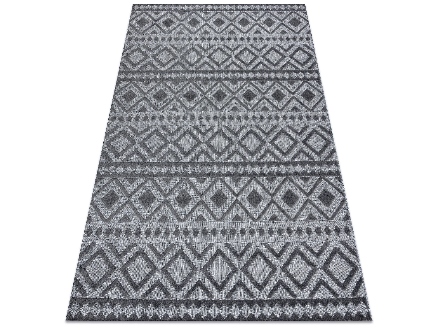 Tapis Structural SOLE D3852 Boho, diamants - tissé à plat gris 80x250 cm
