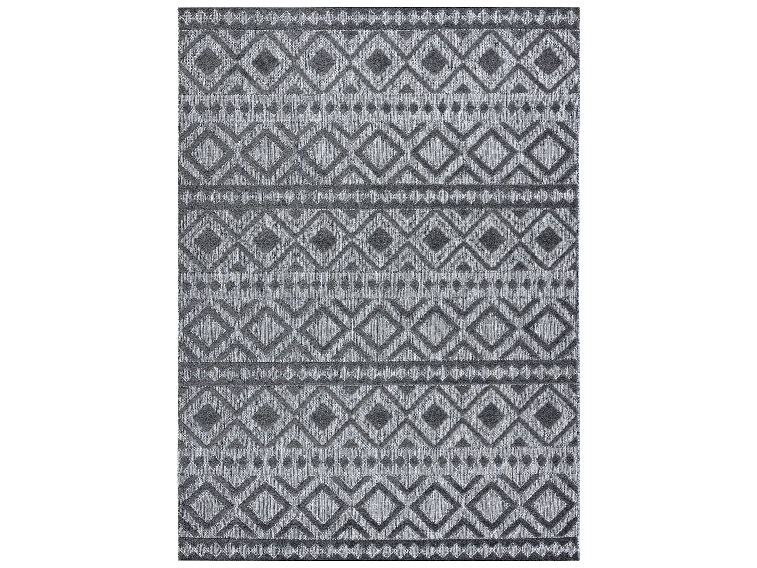 Tapis Structural SOLE D3852 Boho, diamants - tissé à plat gris 80x250 cm