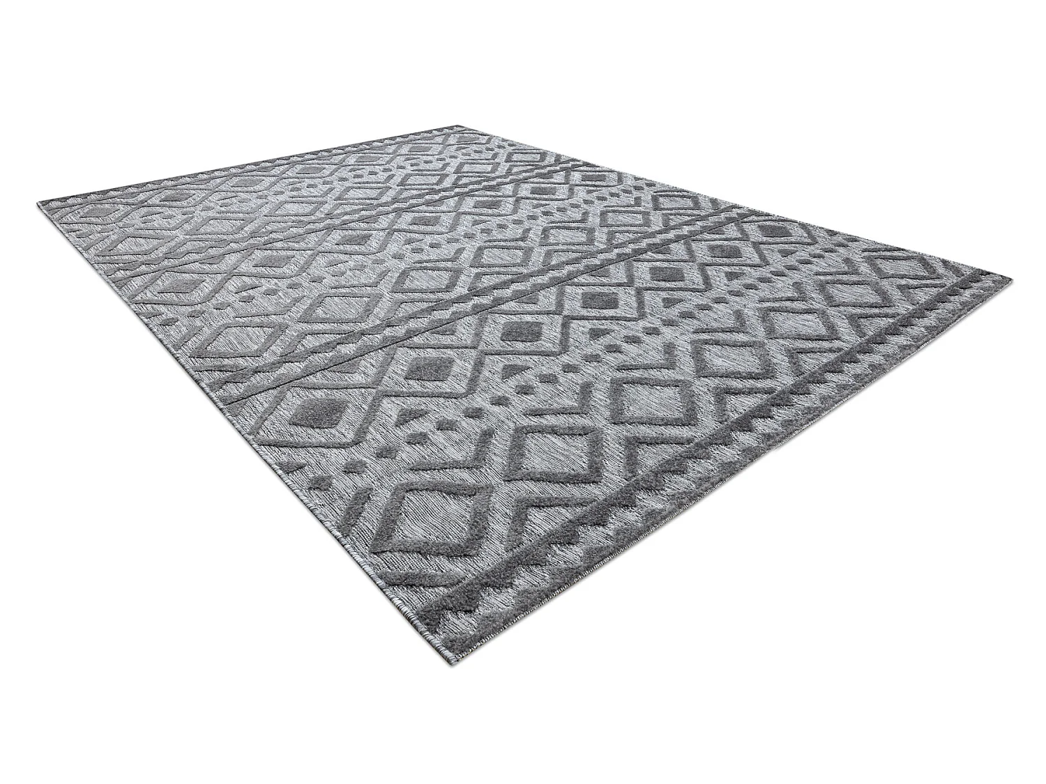 Tapis Structural SOLE D3852 Boho, diamants - tissé à plat gris 80x250 cm