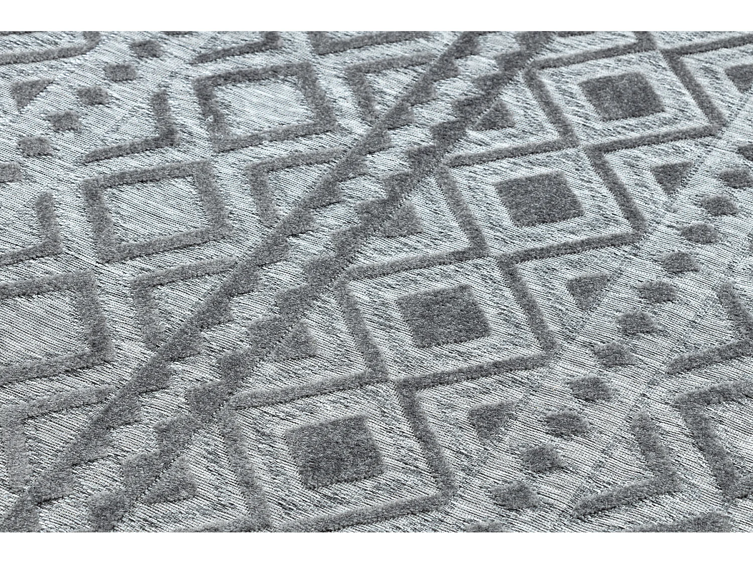 Tapis Structural SOLE D3852 Boho, diamants - tissé à plat gris 80x250 cm