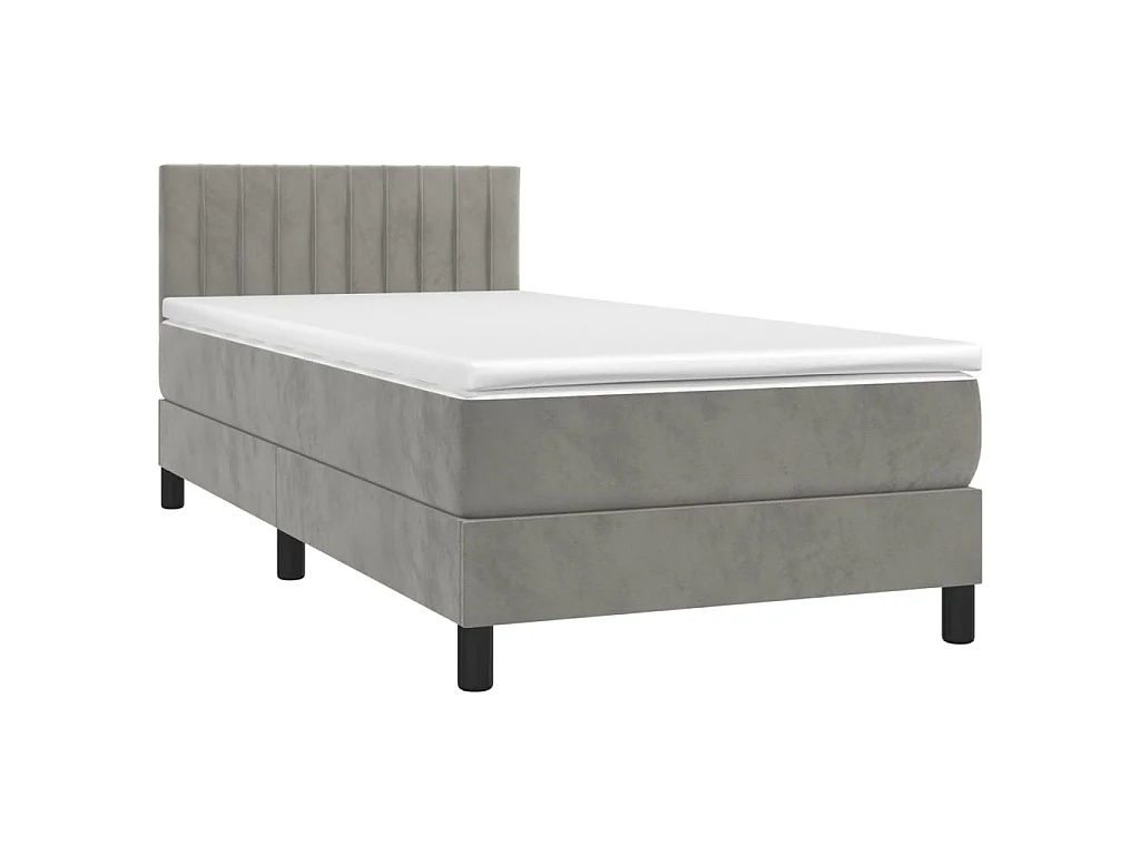 Boxspringbett mit Matratze,Bett für Schlafzimmer Hellgrau 90x200 cm Samt -CFW11537