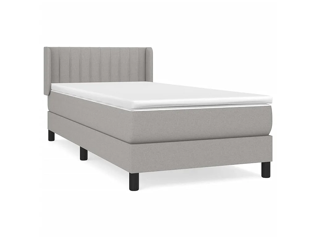 Cama continental com molas+ colchão 90x200 cm tecido cinza-claro PT322858