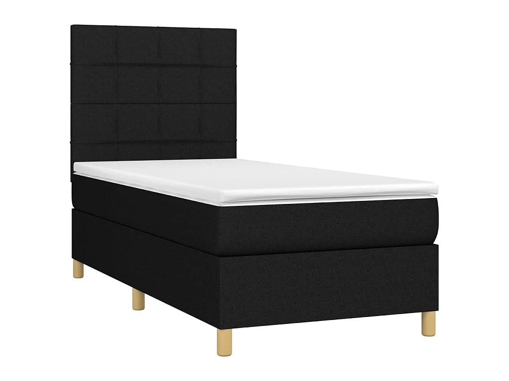 Ensemble complet boxspring - 100x200 cm + sommier à lattes de lit + matelas + LED Noir Tissu SRGW65449