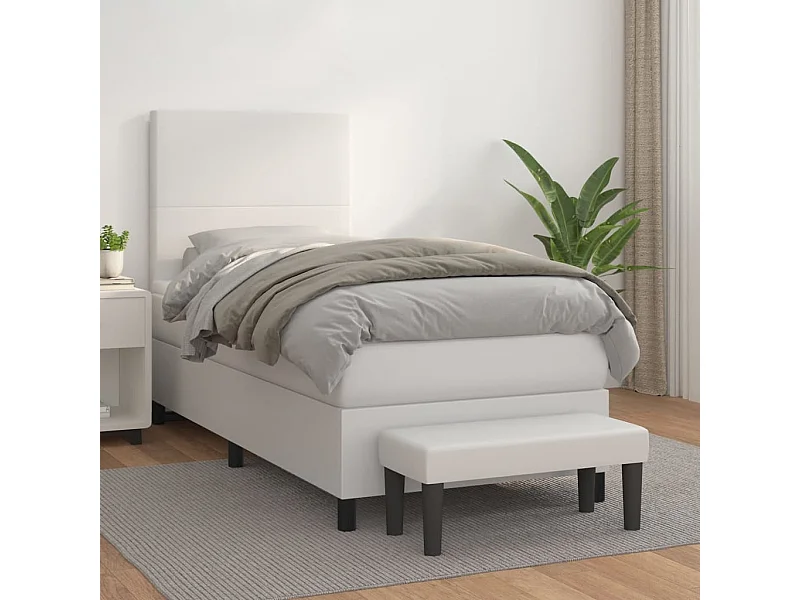 Boxspringbett mit Matratze,Bett für Schlafzimmer Weiß 80x200 cm Kunstleder -CFW54517