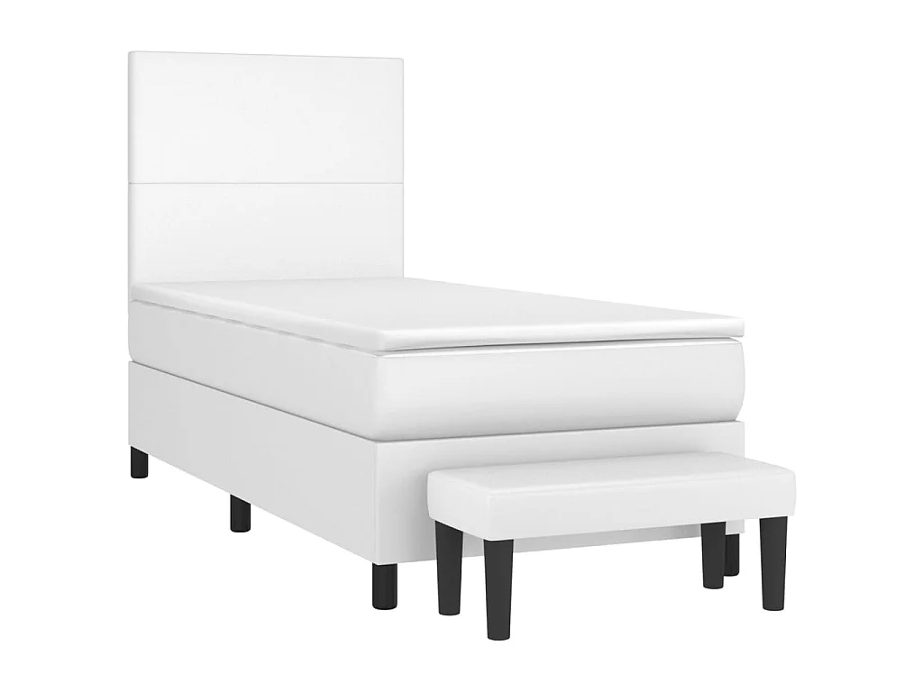 Boxspringbett mit Matratze,Bett für Schlafzimmer Weiß 80x200 cm Kunstleder -CFW54517