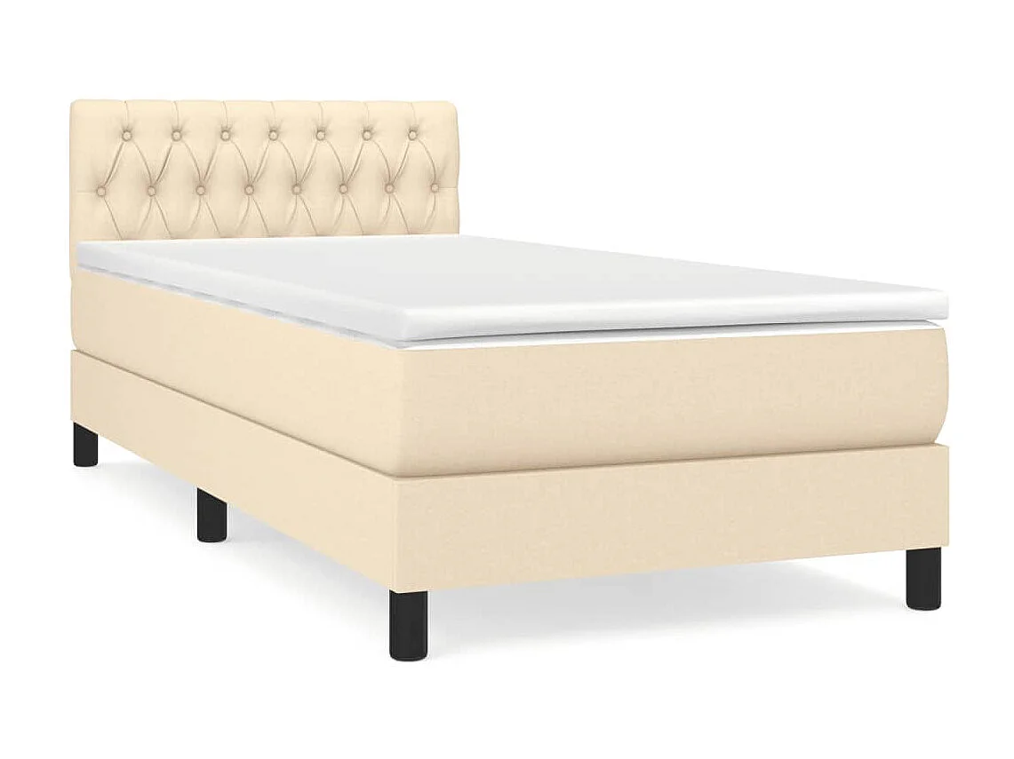 Conjunto Boxspring - 90x200 cm + Somieres + colchón tela color crema ES38551