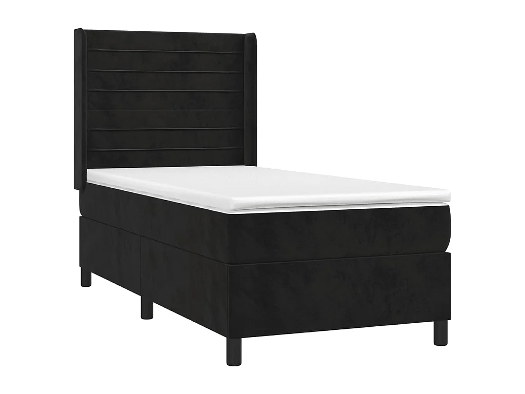 Cama continental c/ colchão/LED 90x190 cm veludo preto PT593999