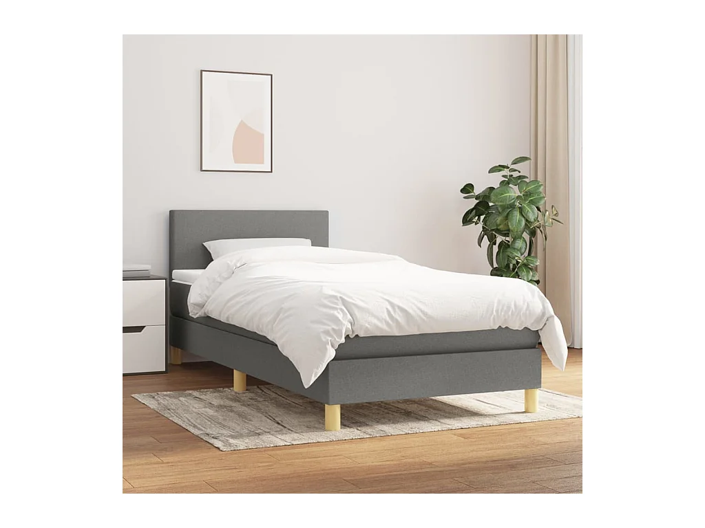 Ensemble complet boxspring - 100x200 cm + sommier tapissier + matelas Gris foncé Tissu SRGW40863
