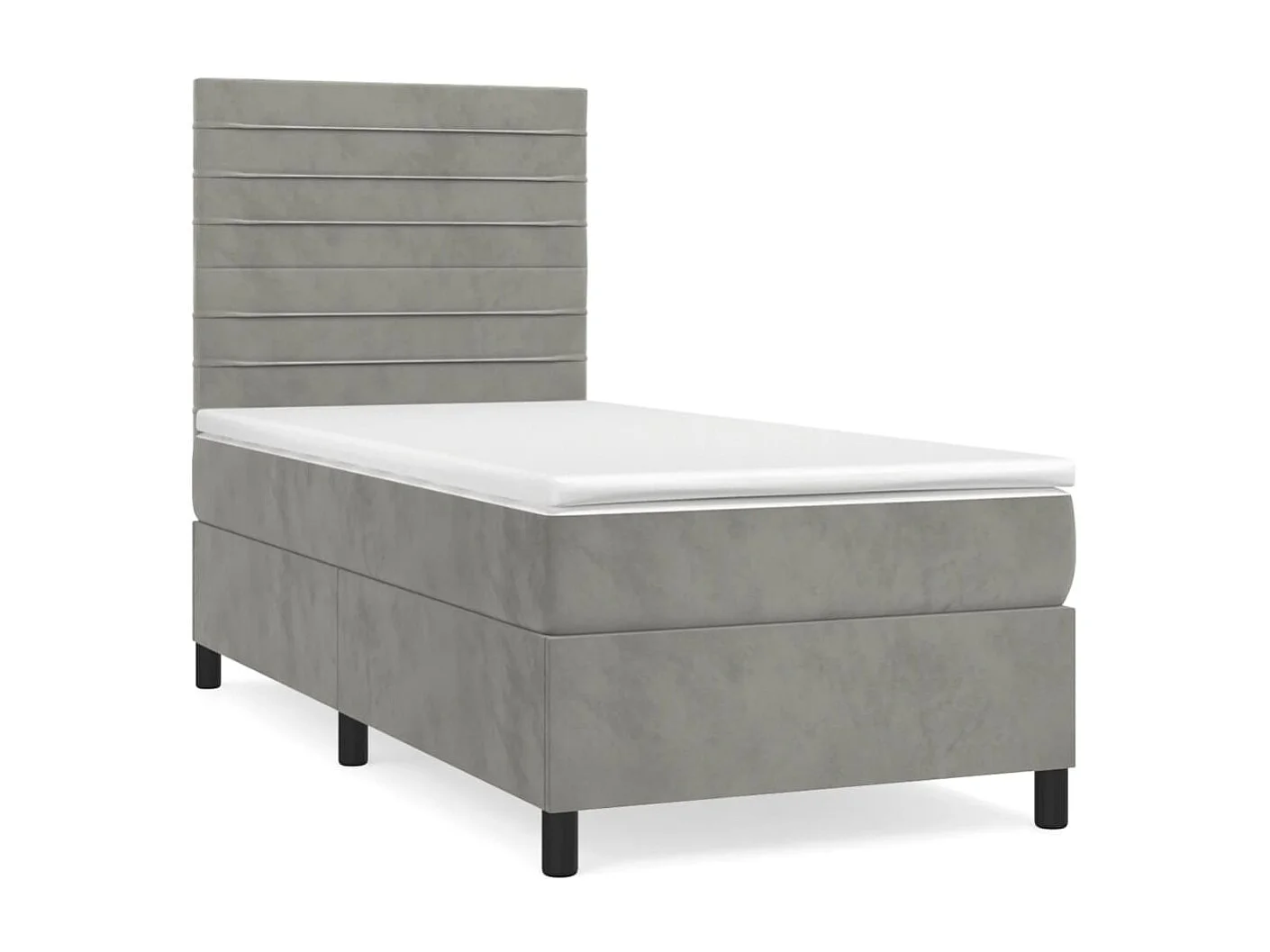 Conjunto Boxspring - 80x200 cm + Somieres + colchón terciopelo gris claro ES36547