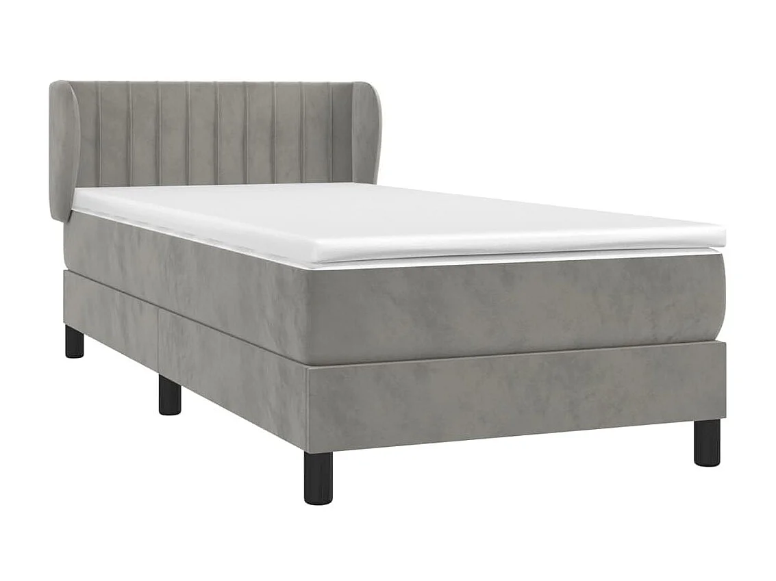 Boxspringbett mit Matratze,Bett für Schlafzimmer Hellgrau 90x200 cm Samt -CFW13949