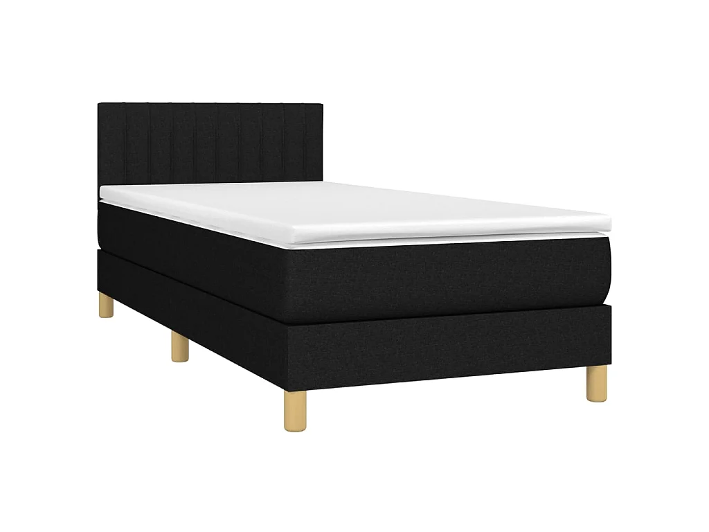 Conjunto Boxspring - 90x200 cm + Somieres + colchón tela negro ES38841