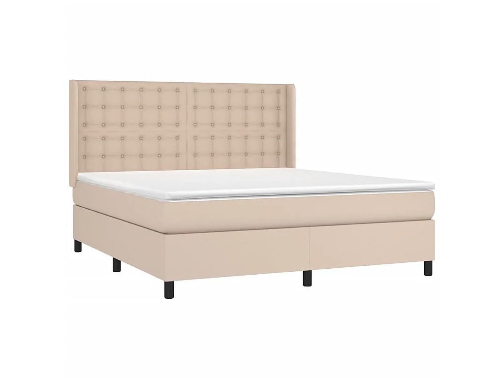 Ensemble complet boxspring - 160x200 cm + sommier tapissier + matelas Cappuccino SRGW81607