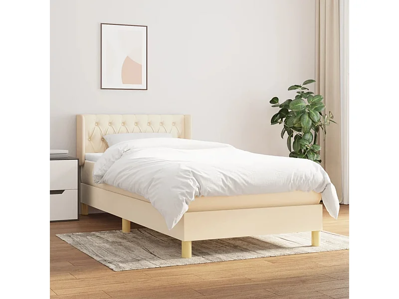 Cama continental com molas+ colchão 90x200 cm tecido cor crème PT477640