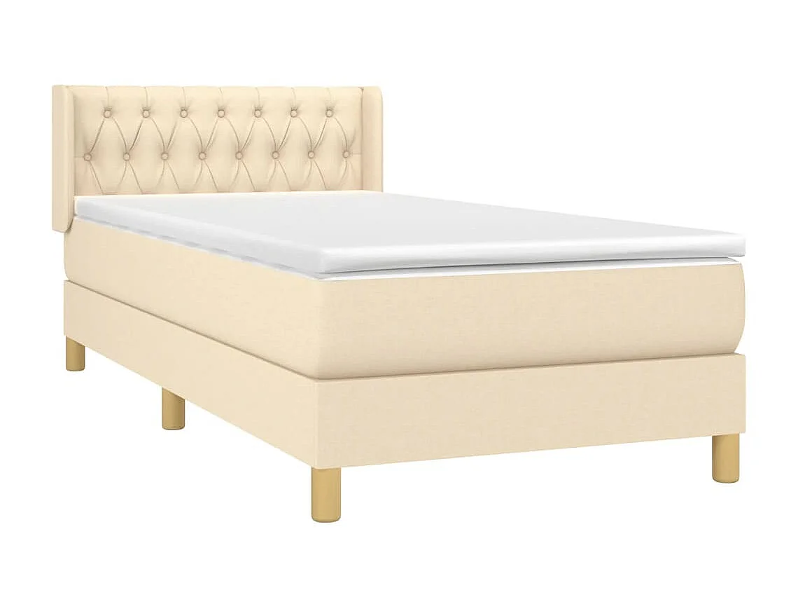 Boxspringbett mit Matratze,Bett für Schlafzimmer Creme 90x200 cm Stoff -CFW69344