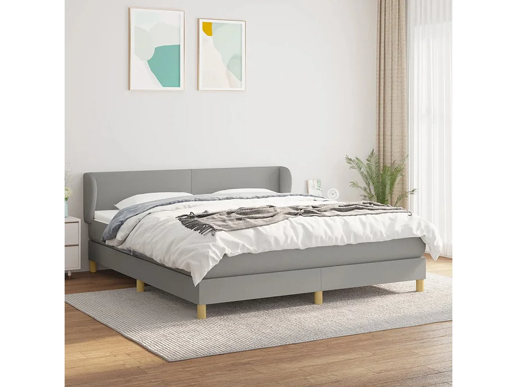 Ensemble complet boxspring - 180x200 cm + sommier tapissier + matelas Gris clair Tissu SRGW97199