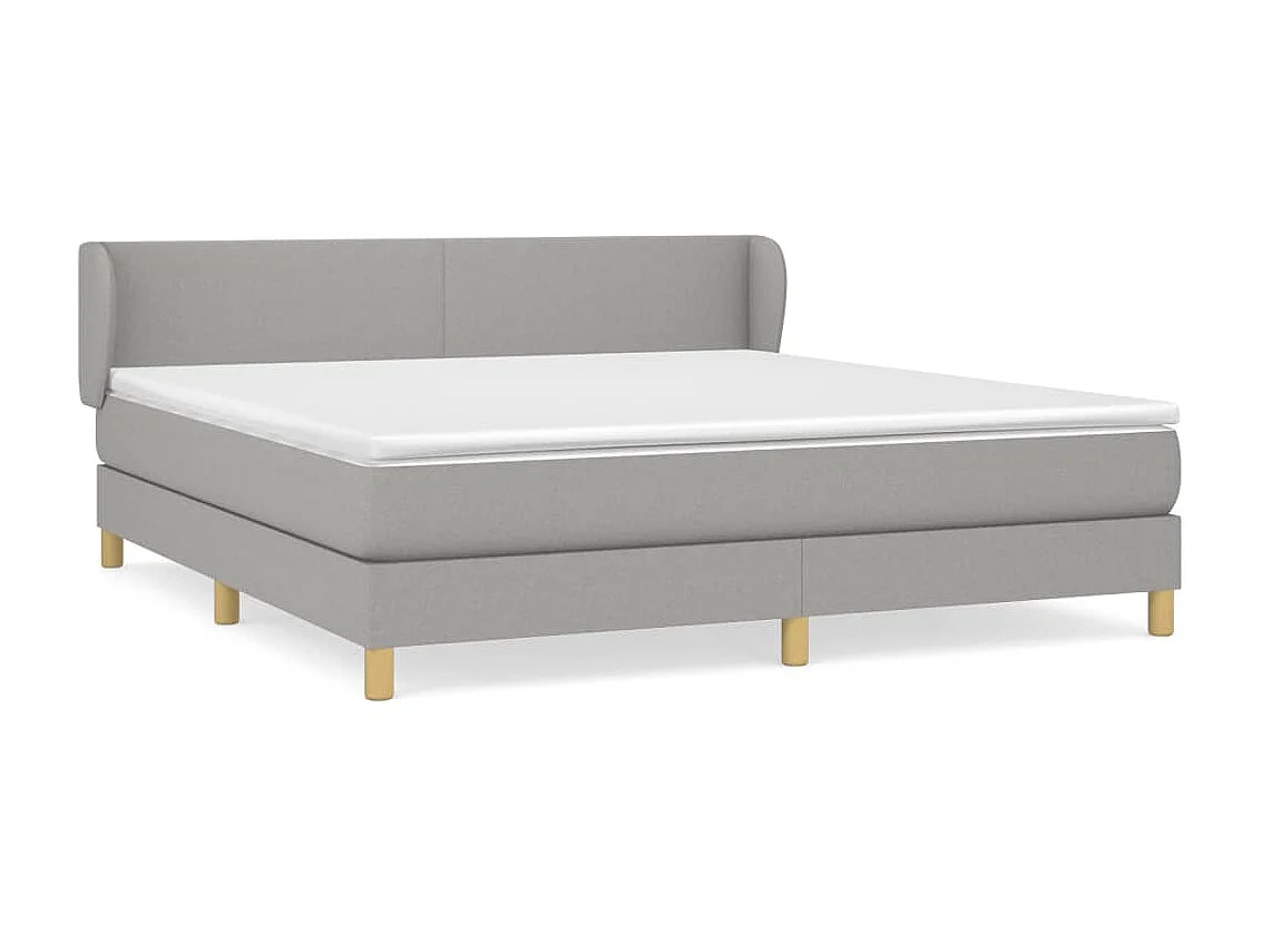 Ensemble complet boxspring - 180x200 cm + sommier tapissier + matelas Gris clair Tissu SRGW97199