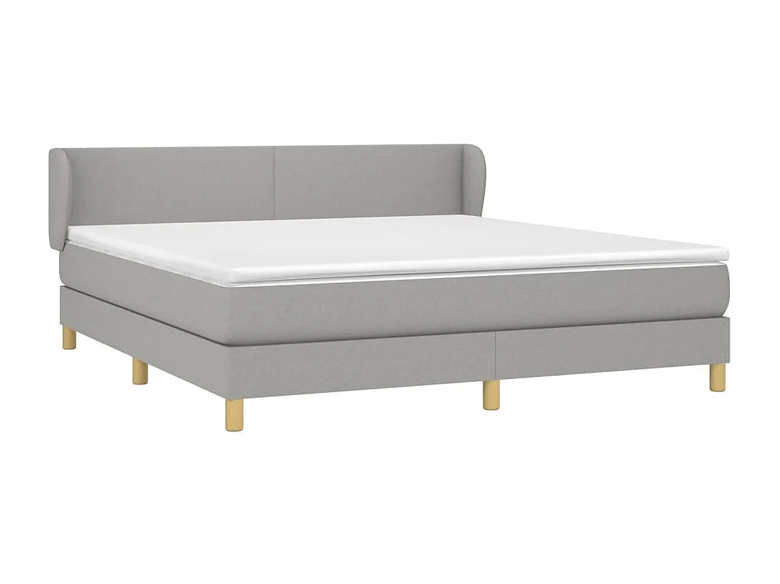 Ensemble complet boxspring - 180x200 cm + sommier tapissier + matelas Gris clair Tissu SRGW97199