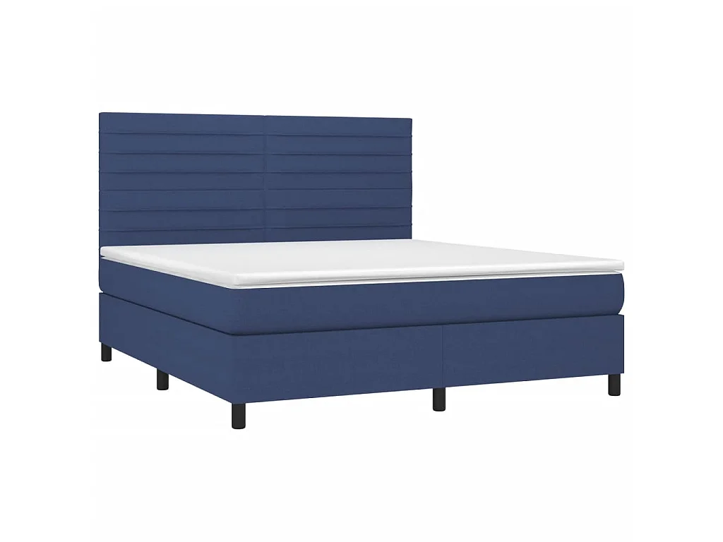 LED-Boxspringbett mit Matratze,Bett für Schlafzimmer Blau 160x200 cm Stoff -CFW12000