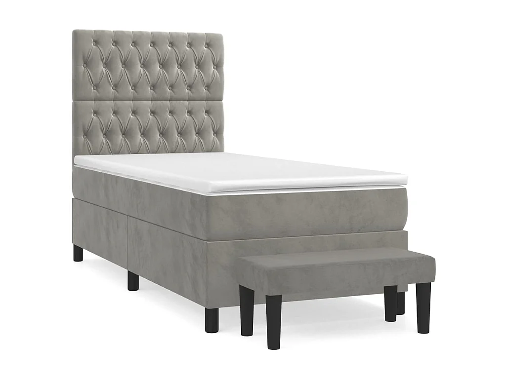 Boxspringbett mit Matratze,Bett für Schlafzimmer Hellgrau 80x200 cm Samt -CFW14955