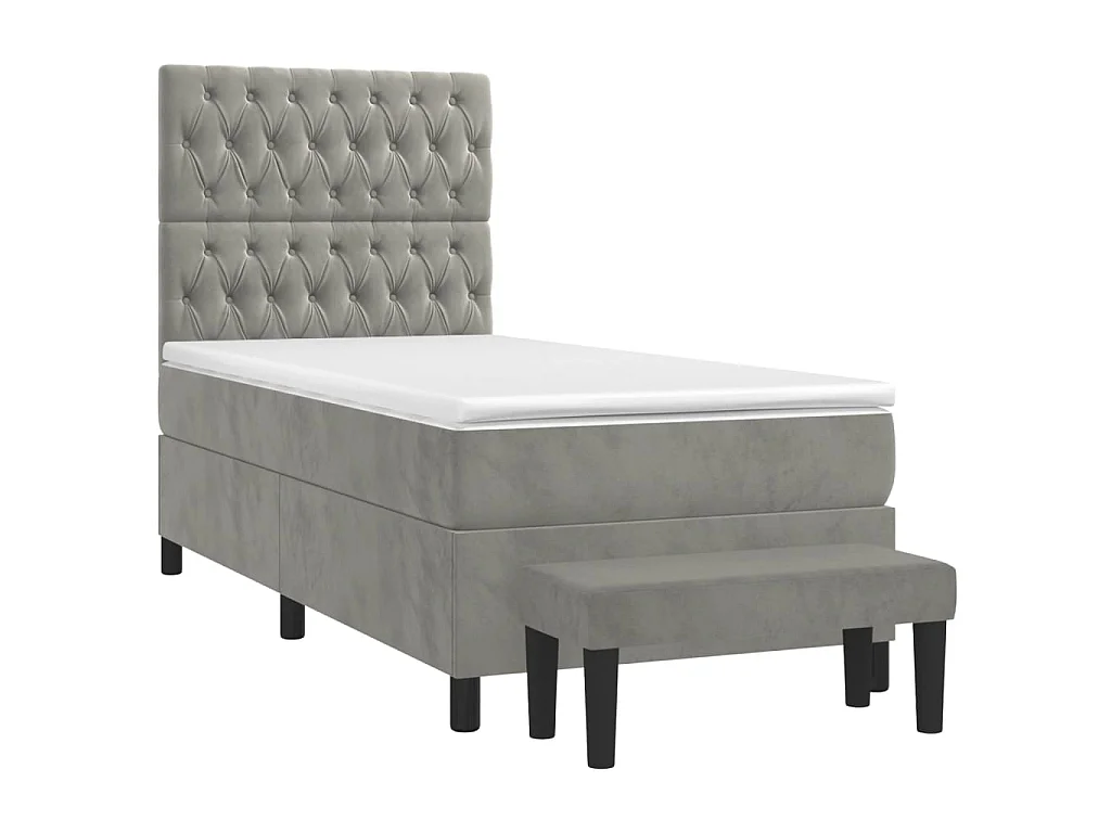 Boxspringbett mit Matratze,Bett für Schlafzimmer Hellgrau 80x200 cm Samt -CFW14955
