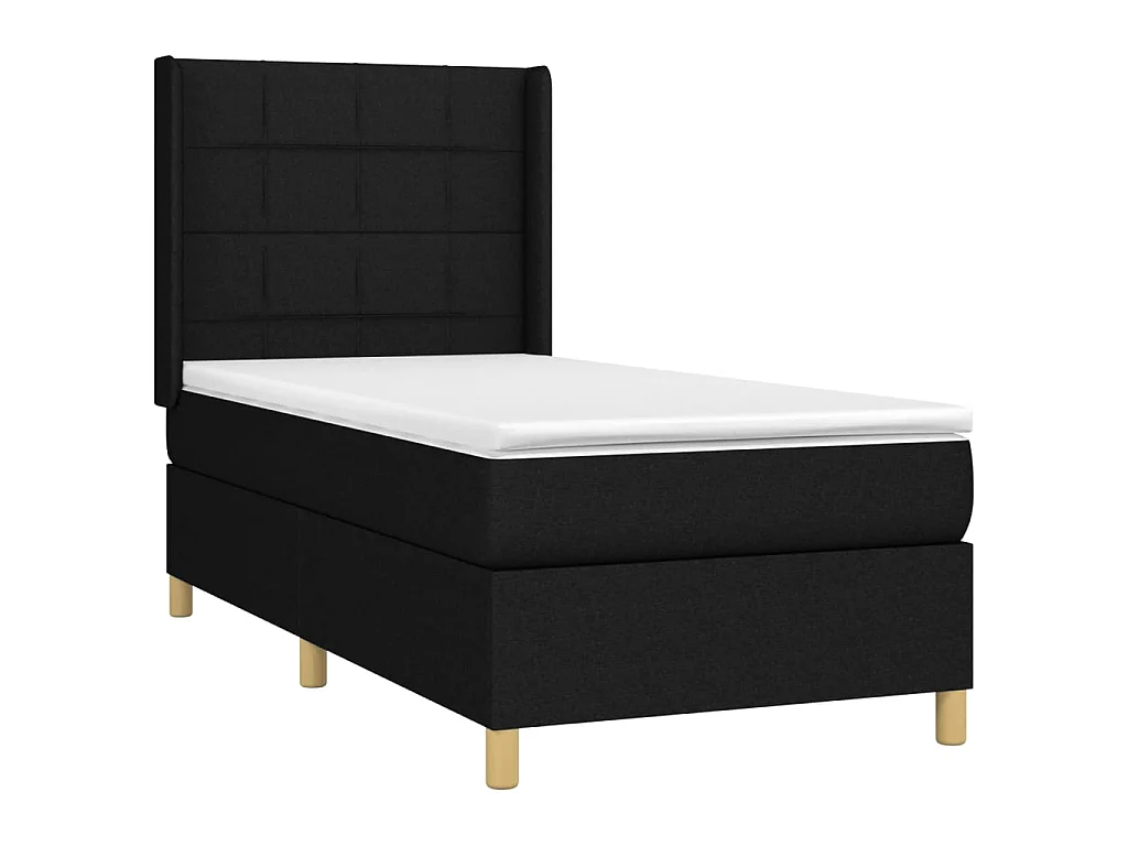 Cama continental c/ colchão e LED 90x200 cm tecido preto PT343976