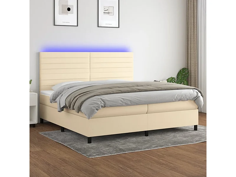 LED-Boxspringbett mit Matratze,Bett für Schlafzimmer Creme 200x200 cm Stoff -CFW28697