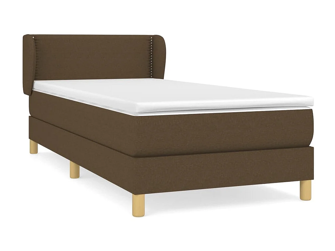 Cama continental com molas+ colchão 90x200 cm tecido castanho-escuro PT509457