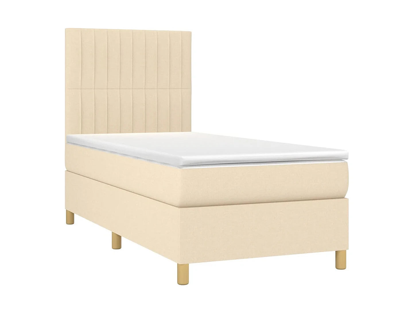 Cama continental c/ colchão e LED 100x200 cm tecido cor creme PT876338